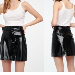 CAPULET Lanora Vinyl Faux Patent Leather A-Line Mini Skirt Shiny Goth black